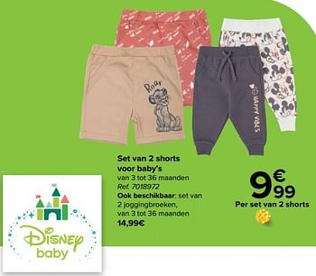 Promotions Set van 2 shorts voor baby`s - Disney Baby - Valide de 27/03/2024 à 29/04/2024 chez Carrefour