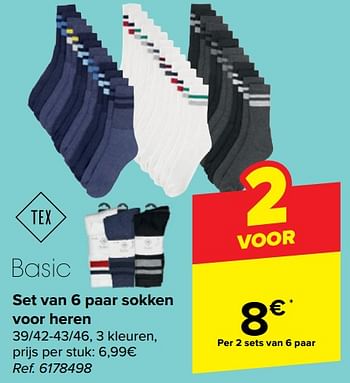 Promotions Set van 6 paar sokken voor heren - Tex - Valide de 27/03/2024 à 29/04/2024 chez Carrefour