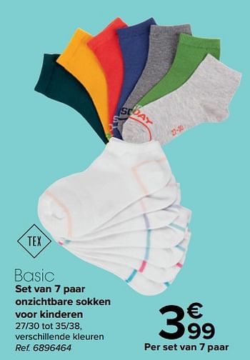 Promoties Set van 7 paar onzichtbare sokken voor kinderen - Tex - Geldig van 27/03/2024 tot 29/04/2024 bij Carrefour