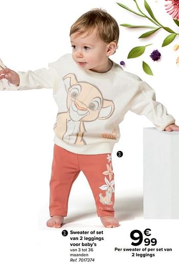 Promotions Sweater of set van 2 leggings voor baby`s - Disney Baby - Valide de 27/03/2024 à 29/04/2024 chez Carrefour