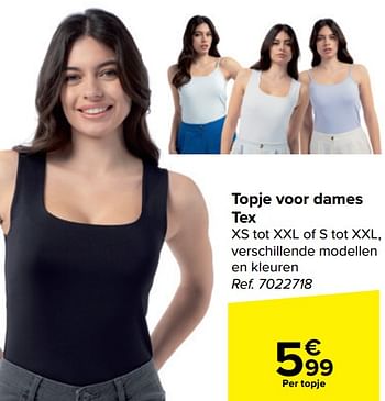 Promotions Topje voor dames tex - Tex - Valide de 27/03/2024 à 29/04/2024 chez Carrefour