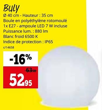 Promoties Lampe extérieure rotomoulée buly - Huismerk - Dema - Geldig van 01/04/2024 tot 28/04/2024 bij Dema
