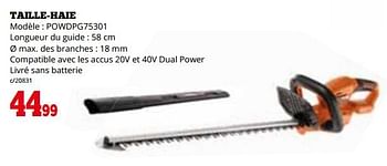 Promoties Powerplus dual power taille-haie powdpg75301 - Powerplus - Geldig van 01/04/2024 tot 28/04/2024 bij Dema