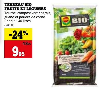 Promotions Terreau bio fruits et légumes - Compo - Valide de 01/04/2024 à 28/04/2024 chez Dema