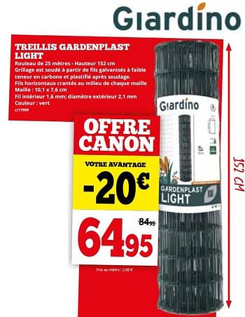 Promoties Treillis gardenplast light - Giardino - Geldig van 01/04/2024 tot 28/04/2024 bij Dema