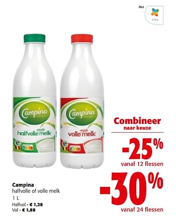 Promoties Campina halfvolle of volle melk - Campina - Geldig van 27/03/2024 tot 09/04/2024 bij Colruyt