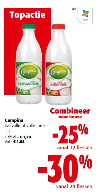 Promotions Campina halfvolle of volle melk - Campina - Valide de 27/03/2024 à 09/04/2024 chez Colruyt