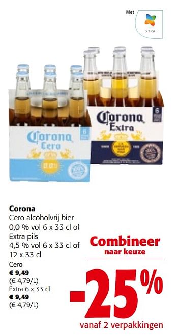 Promotions Corona cero alcoholvrij bier - Corona - Valide de 27/03/2024 à 09/04/2024 chez Colruyt