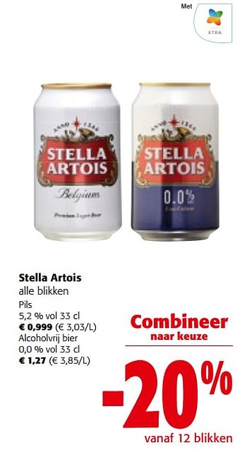 Promoties Stella artois alle blikken - Stella Artois - Geldig van 27/03/2024 tot 09/04/2024 bij Colruyt