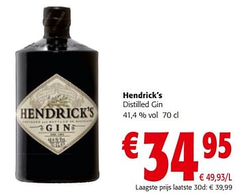 Promoties Hendrick`s distilled gin - Hendrick's - Geldig van 27/03/2024 tot 09/04/2024 bij Colruyt