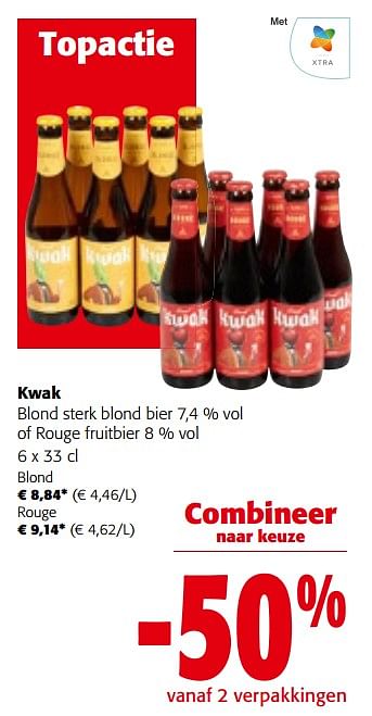 Promoties Kwak blond sterk blond bier of rouge fruitbier - Kwak - Geldig van 27/03/2024 tot 09/04/2024 bij Colruyt