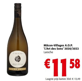 Promoties Mâcon-villages a.o.p. l`art des sens 2020-2022 - Witte wijnen - Geldig van 27/03/2024 tot 09/04/2024 bij Colruyt