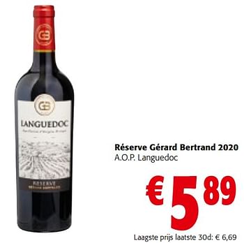 Promoties Réserve gérard bertrand 2020 - Rode wijnen - Geldig van 27/03/2024 tot 09/04/2024 bij Colruyt
