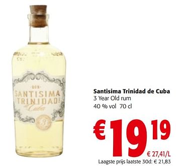Promoties Santisima trinidad de cuba 3 year old rum - Santisima Trinidad de Cuba - Geldig van 27/03/2024 tot 09/04/2024 bij Colruyt