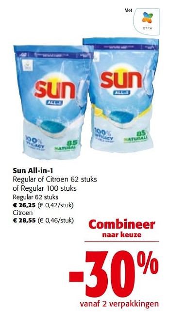 Promoties Sun all-in-1 regular of citroen of regular - Sun - Geldig van 27/03/2024 tot 09/04/2024 bij Colruyt