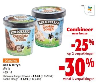 Promoties Ben + jerry`s alle ijs - Ben&Jerry's - Geldig van 27/03/2024 tot 09/04/2024 bij Colruyt