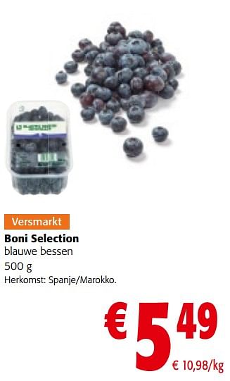 Promoties Boni selection blauwe bessen - Boni - Geldig van 27/03/2024 tot 09/04/2024 bij Colruyt