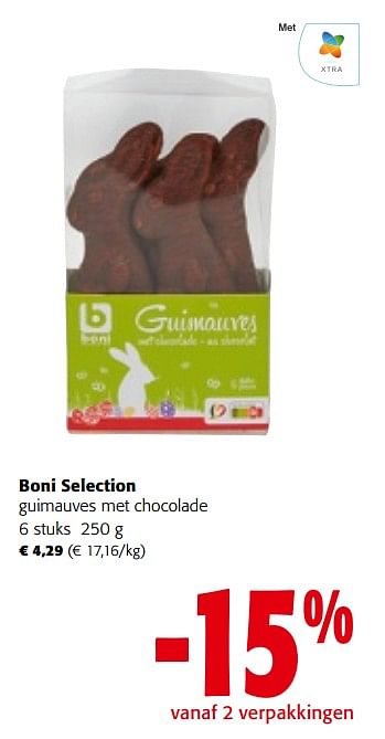 Promoties Boni selection guimauves met chocolade - Boni - Geldig van 27/03/2024 tot 09/04/2024 bij Colruyt