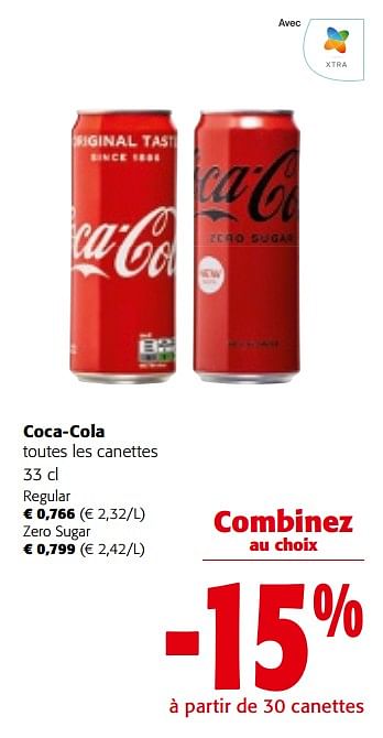 Promotions Coca-cola toutes les canettes - Coca Cola - Valide de 27/03/2024 à 09/04/2024 chez Colruyt