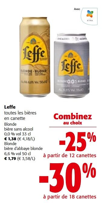 Promotions Leffe toutes les bières en canette - Leffe - Valide de 27/03/2024 à 09/04/2024 chez Colruyt