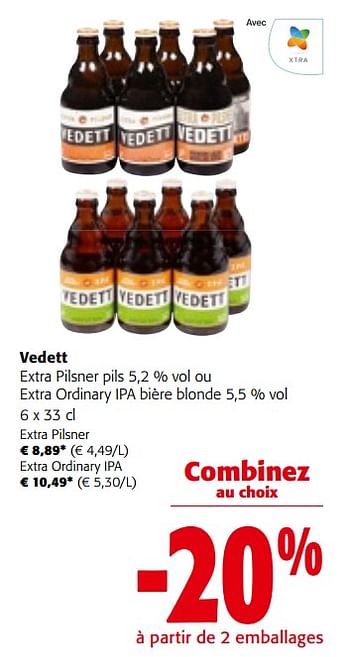 Promotions Vedett extra pilsner pils ou extra ordinary ipa bière blonde - Vedett - Valide de 27/03/2024 à 09/04/2024 chez Colruyt