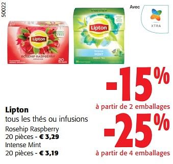 Promotions Lipton tous les thés ou infusions - Lipton - Valide de 27/03/2024 à 09/04/2024 chez Colruyt