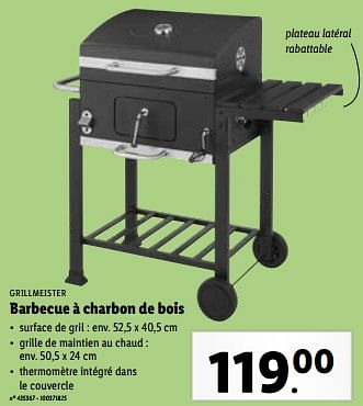 Promotions Barbecue à charbon de bois - Grill Meister - Valide de 03/04/2024 à 09/04/2024 chez Lidl