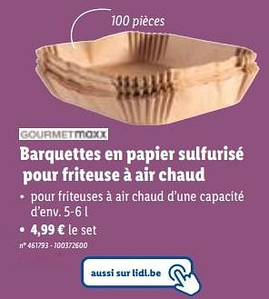 Promotions Barquettes en papier sulfurisé pour friteuse à air chaud - Gourmet Maxx - Valide de 03/04/2024 à 09/04/2024 chez Lidl
