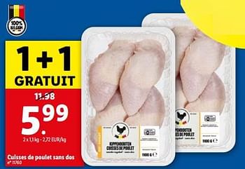 Promotions Cuisses de poulet sans dos - Produit maison - Lidl - Valide de 03/04/2024 à 09/04/2024 chez Lidl