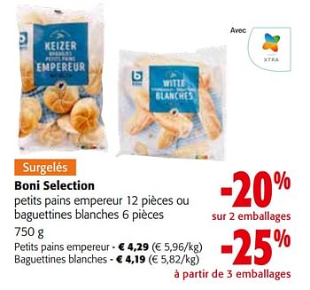 Promotions Boni selection petits pains empereur ou baguettines blanches - Boni - Valide de 27/03/2024 à 09/04/2024 chez Colruyt