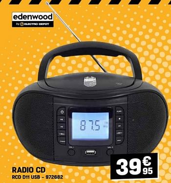 Promotions Edenwood radio cd rcd d11 usb - Edenwood  - Valide de 27/03/2024 à 02/04/2024 chez Electro Depot