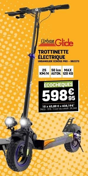 Promotions Trottinette électrique urbanglide ecross pro - Urbanglide - Valide de 27/03/2024 à 02/04/2024 chez Electro Depot