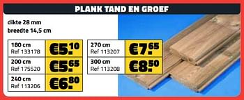 Promotions Plank tand en groef - Produit maison - Bouwcenter Frans Vlaeminck - Valide de 01/04/2024 à 30/04/2024 chez Bouwcenter Frans Vlaeminck
