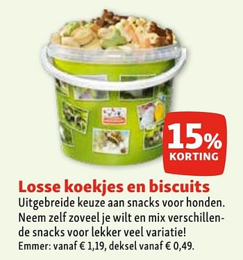 Promoties Losse koekjes en biscuits 15% korting - Huismerk - Maxi Zoo - Geldig van 03/04/2024 tot 08/04/2024 bij Maxi Zoo