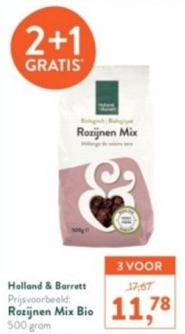 Promoties Rozijnen mix bio - Huismerk - Holland & Barrett - Geldig van 31/03/2024 tot 07/04/2024 bij Holland & Barret