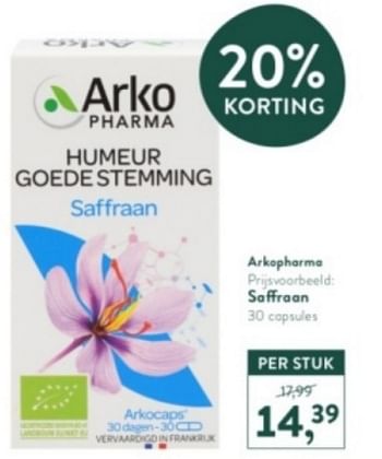 Promoties Saffraan - Arkopharma - Geldig van 31/03/2024 tot 07/04/2024 bij Holland & Barret
