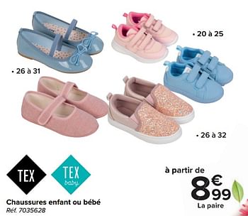 Promotions Chaussures enfant ou bébé - Tex Baby - Valide de 27/03/2024 à 29/04/2024 chez Carrefour