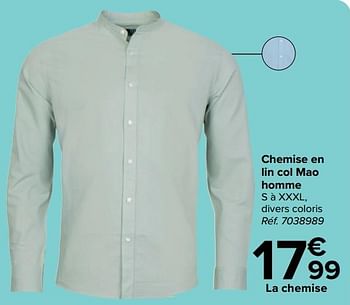 Promotions Chemise en lin col mao homme - Tex - Valide de 27/03/2024 à 29/04/2024 chez Carrefour