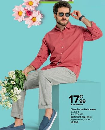 Promotions Chemise en lin homme - Produit maison - Carrefour  - Valide de 27/03/2024 à 29/04/2024 chez Carrefour