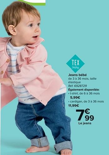 Promoties Jeans bébé - Tex Baby - Geldig van 27/03/2024 tot 29/04/2024 bij Carrefour