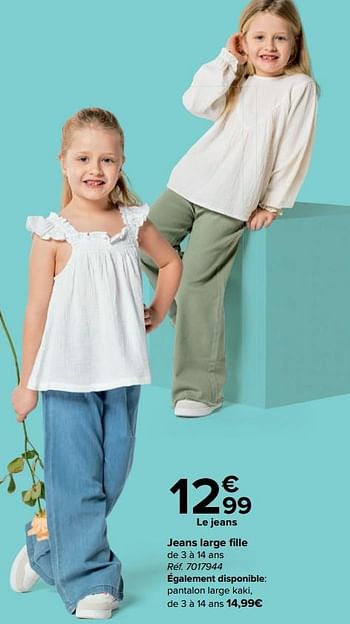 Promotions Jeans large fille - Tex - Valide de 27/03/2024 à 29/04/2024 chez Carrefour