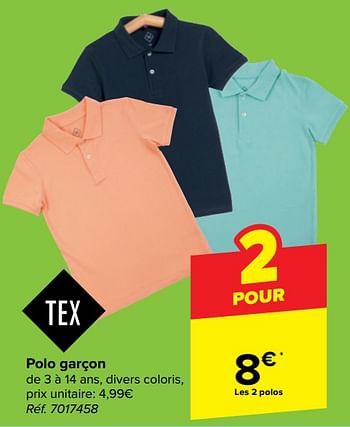 Promoties Polo garçon - Tex - Geldig van 27/03/2024 tot 29/04/2024 bij Carrefour