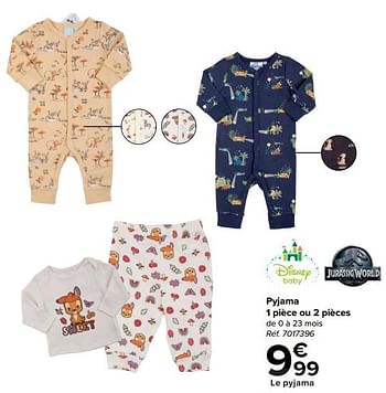 Promoties Pyjama 1 pièce ou 2 pièces - Disney Baby - Geldig van 27/03/2024 tot 29/04/2024 bij Carrefour