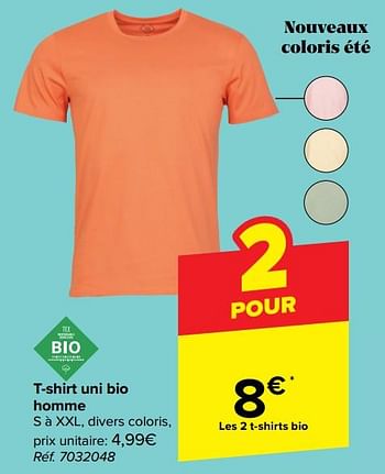 Promoties T-shirt uni bio homme - Tex - Geldig van 27/03/2024 tot 29/04/2024 bij Carrefour