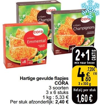 Promoties Hartige gevulde flapjes cora - Huismerk - Cora - Geldig van 02/04/2024 tot 08/04/2024 bij Cora