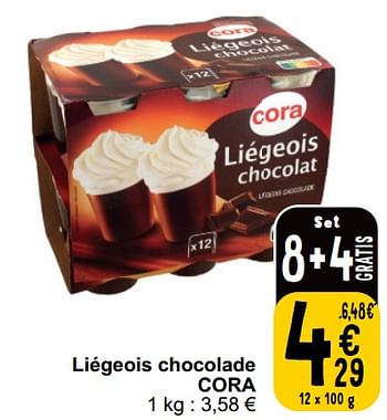 Promoties Liégeois chocolade cora - Huismerk - Cora - Geldig van 02/04/2024 tot 08/04/2024 bij Cora