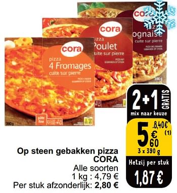 Promoties Op steen gebakken pizza cora - Huismerk - Cora - Geldig van 02/04/2024 tot 08/04/2024 bij Cora