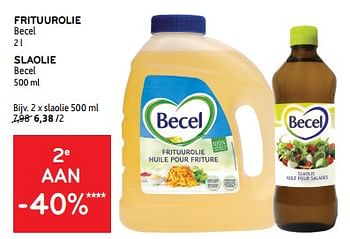 Promotions Frituurolie becel + slaolie becel 2e aan -40% - Becel - Valide de 27/03/2024 à 09/04/2024 chez Alvo