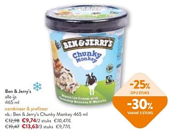 Promoties Ben + jerry’s ijs chunky monkey - Ben&Jerry's - Geldig van 27/03/2024 tot 09/04/2024 bij OKay