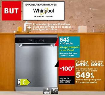 Promotions Lave-vaisselle whirlpool wfo3t142x - Whirlpool - Valide de 26/03/2024 à 22/04/2024 chez But